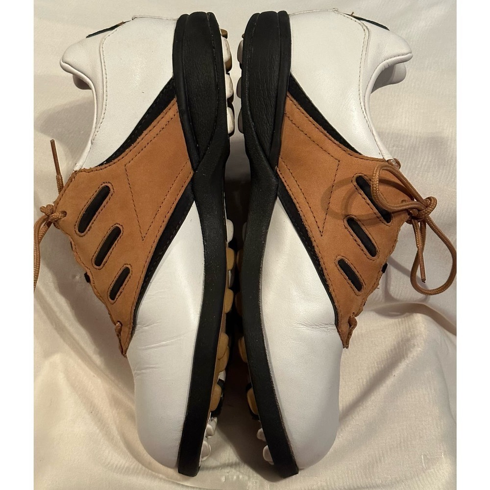 Adidas Womens Tan White Leather EVN 791 Lace Up Golf Cleats Shoes Sz 6 - Picture 10 of 12